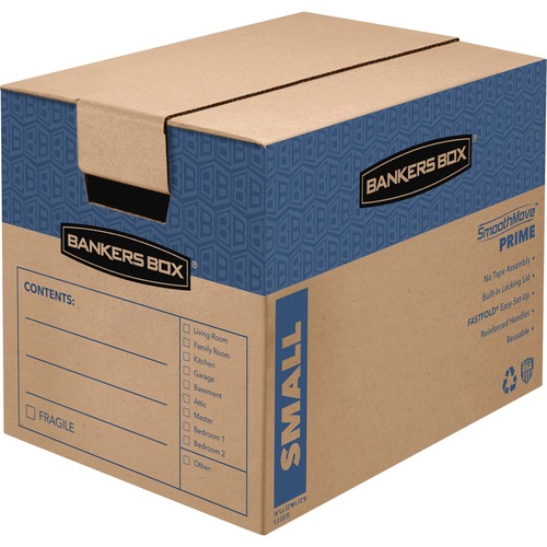 SmoothMove™ Prime Moving Boxes, Small - Internal Dimensions: 12" Width x 16" Depth x 12" Height - External Dimensions: 12.4" Width x 17.3" Depth x 12.6" Height - Lid Lock Closure - Heavy Duty - Kraft, Board - Kraft - For Multipurpose - Recycled - 10