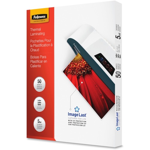 Fellowes ImageLast Jam-Free Thermal Laminating Pouches - Sheet Size Supported: Letter 9" Width x 11.50" Length - Laminating Pouch/Sheet Size: 9" Width5 mil Thickness - Type G - Glossy - for Document - Durable, UV Resistant, Fade Resistant, Water Resistant