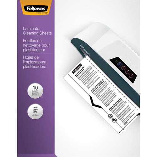 Fellowes Laminator Cleaning Sheets 10pk - 10 / Pack - White - Laminating Supplies - FEL5320603