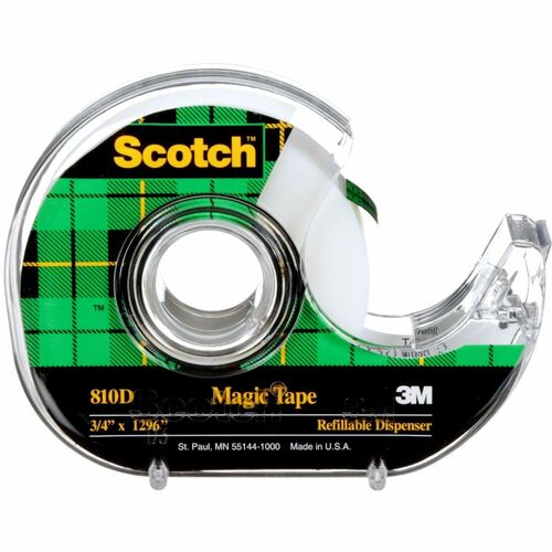 Scotch Magic Invisible Tape Dispenser 3/4" (19 mm x 32.9 m) - 36 yd (32.9 m) Length x 0.75" (19 mm) Width - Clear - Dispenser Included - Desktop Dispenser - 1 / Pack