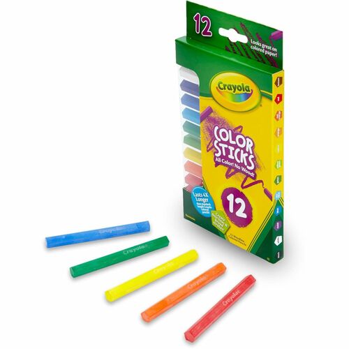 Crayola 12 Color Sticks Woodless Colored Pencils - Red, Red Orange, Orange, Yellow, Yellow Green, Green, Sky Blue, Blue, Violet, Brown, Black, ... Lead - 12 / Set