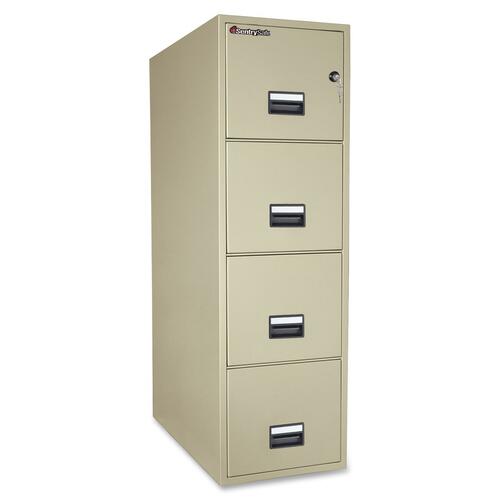 Sentry Safe Vertical Fire File Cabinet - 4-Drawer - 16.6" x 31" x 53.6" - 4 x Drawer(s) for File - Letter - Vertical - Fire Proof, Security Lock, Label Holder, Recessed Handle - Putty