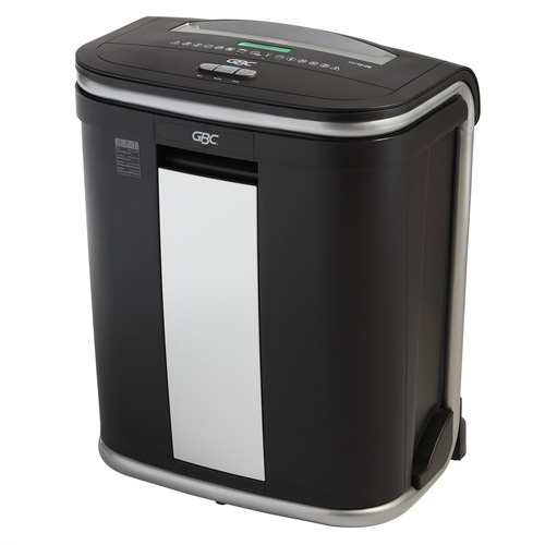 GBC SM12-08 Micro-cut JamFree Shredder - Micro Cut - 11 Per Pass - for shredding CD, Paper, Staples, Paper Clip, Credit Card - 0.125" x 0.250" Shred Size - P-5 - 7 ft/min - 9" Throat - 8 gal Wastebin Capacity - Silver, Black