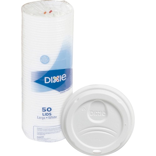 Dixie Large Hot Cup Lids by GP Pro - Dome - Plastic - 50 / Pack - White