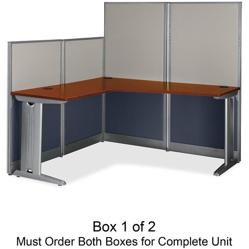 Bush Business Furniture Office in an Hour 65W x 65D L-Workstation Box 1 of 2 - Melamine L-shaped Top - 63" Height x 65" Width x 65" Depth - Assembly Required - Hansen Cherry - 1 / Each