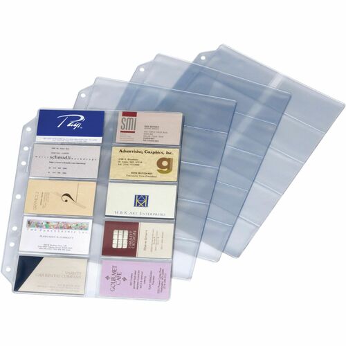 Cardinal EasyOpen Card File Binder Refill Pages - 12" Height x 0.1" Width x 9.5" Length - 10 x Page, 200 x Card Capacity - For Letter 8 1/2" x 11" Sheet - Ring Binder - Rectangular - Clear - Polypropylene - 10 / Pack