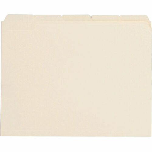 Business Source 1/5 Tab Cut Letter Recycled Top Tab File Folder - 8 1/2" x 11" - 3/4" Expansion - Top Tab Location - Assorted Position Tab Position - Manila - Manila - 10% Recycled - 100 / Box - Top Tab Manila Folders - BSN43567