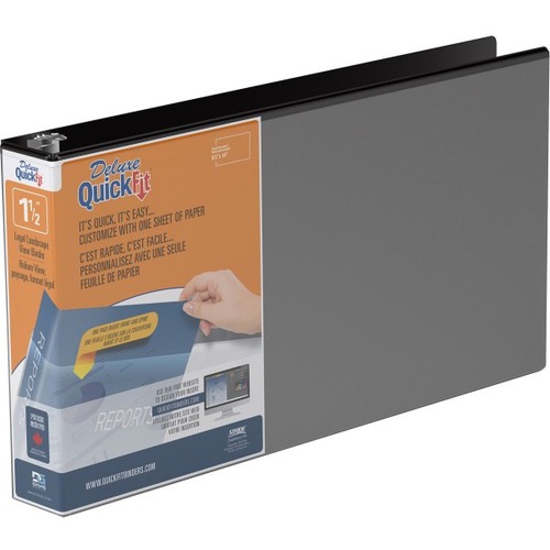 QuickFit QuickFit Legal Binder - 1 1/2" Binder Capacity - Legal - 8 1/2" x 14" Sheet Size - Fastener(s): Round Ring - Pocket(s): 2, Internal - Black - Recycled - Antimicrobial - 1 Each