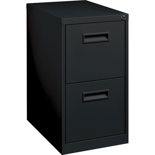 Lorell 22" File/File Mobile File Cabinet with Recessed Pull - 15" x 22.9" x 28" - 2 x Drawer(s) for File - Letter - Security Lock, Ball-bearing Suspension - Black - Powder Coated - Steel - Recycled