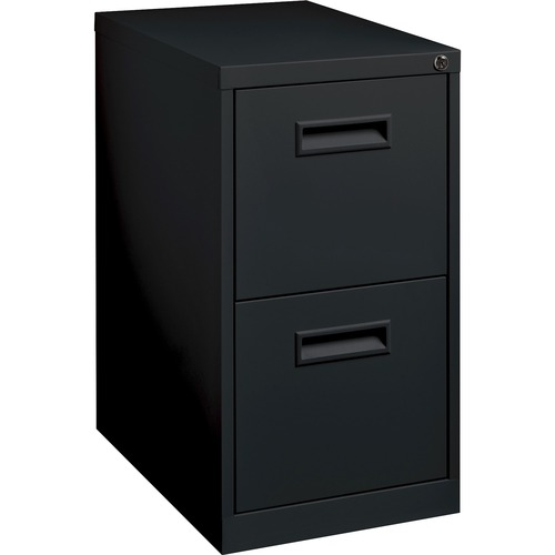 Lorell 19" File/File Mobile File Cabinet with Recessed Pull - 15" x 19" x 28" - 2 x Drawer(s) for File - Letter - Locking Casters, Security Lock, Ball-bearing Suspension - Black - Powder Coated - Steel - Recycled