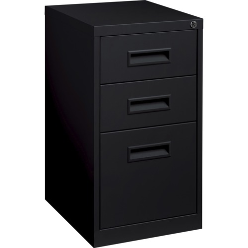 Lorell 19" Box/Box/File Mobile File Cabinet with Recessed Pull - 15" x 19" x 28" - 3 x Drawer(s) for Box, File - Letter - Ball-bearing Suspension - Black - Steel - Recycled