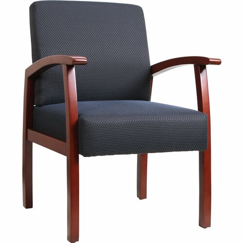 Lorell Thickly Padded Guest Chair - Cherry Frame - Four-legged Base - Midnight Blue - 1 Each