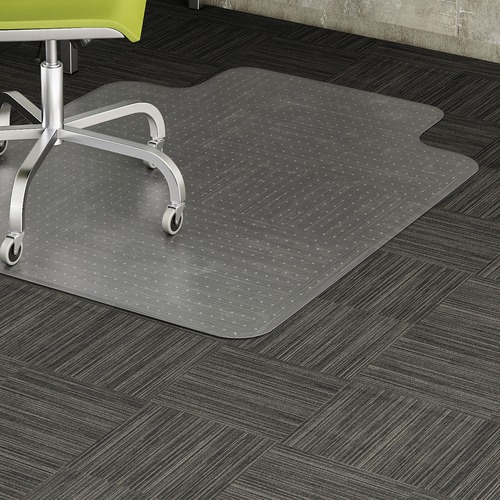Lorell Wide Lip Low-pile Chairmat - Carpeted Floor - 53" Length x 45" Width x 0.122" Thickness - Lip Size 12" Length x 25" Width - Vinyl - Clear - 1Each