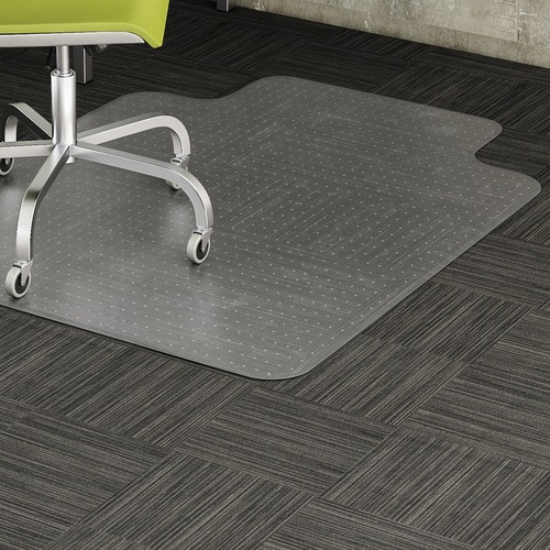 Lorell Wide Lip Low-pile Chairmat - Carpeted Floor - 60" Length x 45" Width x 0.122" Thickness - Lip Size 12" Length x 25" Width - Vinyl - Clear - 1Each