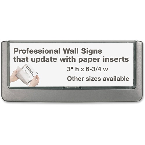 DURABLE® CLICK SIGN with Cubicle Panel Pins - 2-1/8" x 5-7/8" - 2 Pins - Anti-glare - Acrylic, Aluminum - Updateable - Graphite - 1 Pack