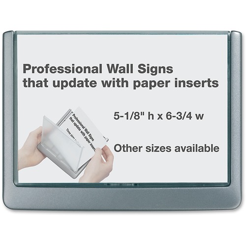 DURABLE® CLICK SIGN with Cubicle Panel Pins - 4-1/8" x 5-7/8" - 2 Pins - Anti-glare - Acrylic, Aluminum - Updateable - Graphite - 1 Pack