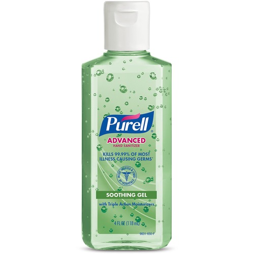 PURELL® Advanced Hand Sanitizer Gel - Floral Scent - 4 fl oz (118.3 mL) - Squeeze Bottle Dispenser - Kill Germs - Hand - Moisturizing - Green - Non-sticky, Residue-free, Moisturizing - 1 Each