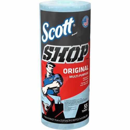 Scott Original Shop Towels - Fresh - 9.40" x 11" - 55 Sheets/Roll - Blue - 1 / Roll