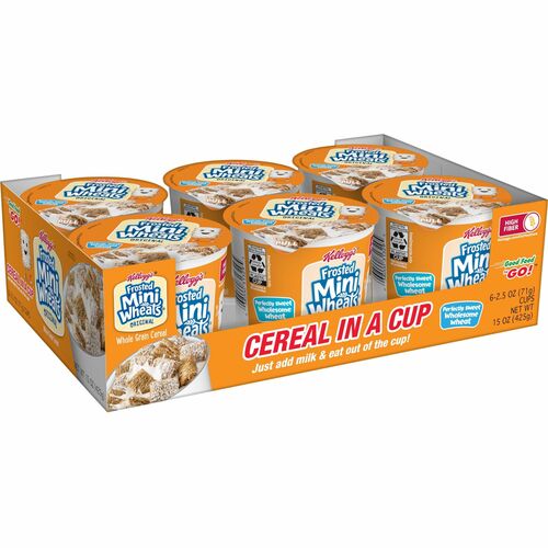 Kellogg's&reg Frosted Mini-Wheats&reg Cereal-in-a-Cup - Wheat, Original - Cup - 1 Serving Cup - 9.30 lb - 6 / Box