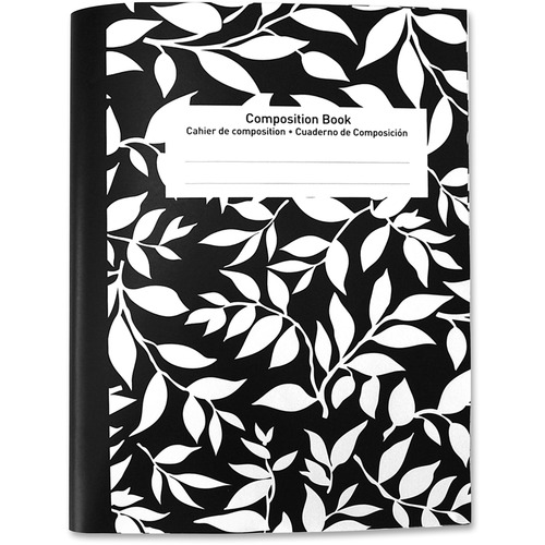 Sparco College-ruled 80 Sht Composition Notebook - 80 Sheets - 15 lb Basis Weight - 7 1/2" x 10" - Bright White Paper - Black Cover Marble - Recycled - 1Each