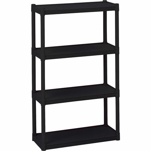 Iceberg Rough 'N Ready 4-Shelf Open Storage System - 32" x 13" x 54" - 4 x Shelf(ves) - 300 lb Load Capacity - Durable, Dent Proof, Scratch Resistant, Heavy Duty, Washable - Black - Polypropylene - Recycled - Assembly Required