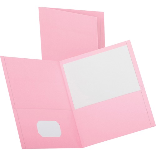 Oxford Letter Recycled Pocket Folder - 8 1/2" x 11" - 2 Pocket(s) - Leatherette - Pink - 10% Recycled - 25 / Box