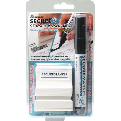 Xstamper Small Security Stamper Kit - 0.50" Impression Width x 1.69" Impression Length - Black - 1 / Pack
