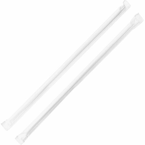 Genuine Joe Jumbo Translucent Straight Straws - 7.8" Length - 500 / Box - Clear