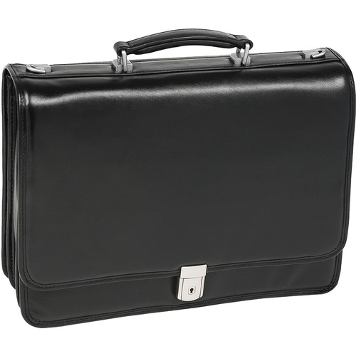 McKleinUSA 15.4" Leather Triple Compartment Laptop Briefcase - Briefcase - Shoulder Strap, Hand Strap15.4" Screen Support - 11.5" x 16.5" x 6" - Leather - Black