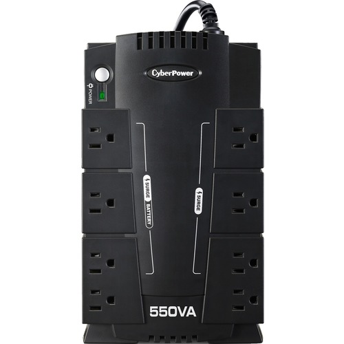 CyberPower CP550SLG Standby UPS Systems - 550VA/330W, 120 VAC, NEMA 5-15P, Compact, 8 Outlets, PowerPanel® Personal, $100000 CEG, 3YR Warranty