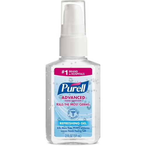 PURELL® Advanced Hand Sanitizer Gel - Clean Scent - 2 fl oz (59.1 mL) - Pump Bottle Dispenser - Kill Germs - Hand, Skin - Clear - 1 Each