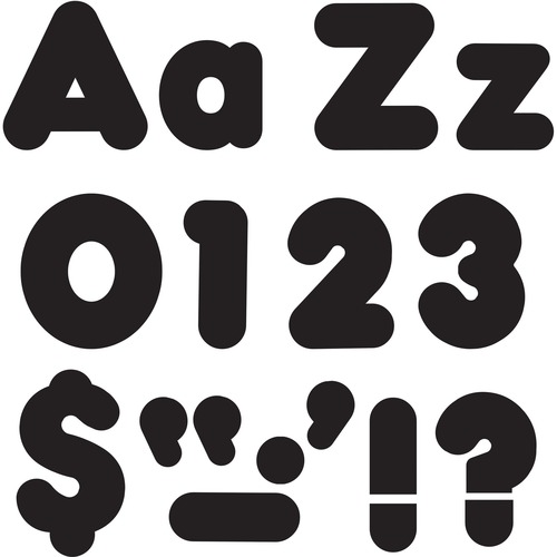 Trend Black 4" Casual Combo Ready Letters Set - Skill Learning: Number, Alphabet, Symbol - 20 x Number, 82 x Lowercase Letters, 50 x Uppercase Letters, 29 x Punctuation Marks Shape - Casual Style - Fade Resistant, Reusable, Easy to Use, Durable - Black - 