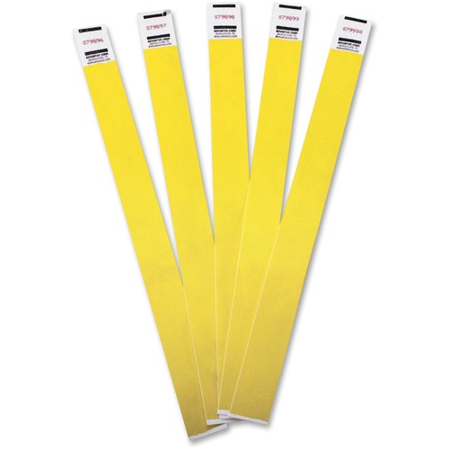 Advantus Tyvek® Wristbands - 3/4" Width x 9 3/4" Length - Yellow - Tyvek - 100 / Pack