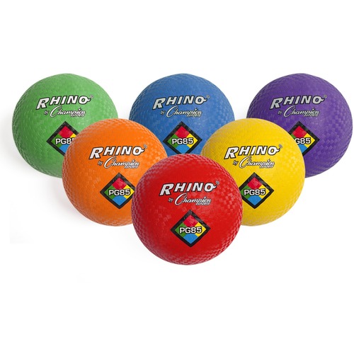 Champion Sports Playground Ball - 8.50" - Nylon - Red, Yellow, Green, Orange, Purple, Royal Blue - 6 / Set