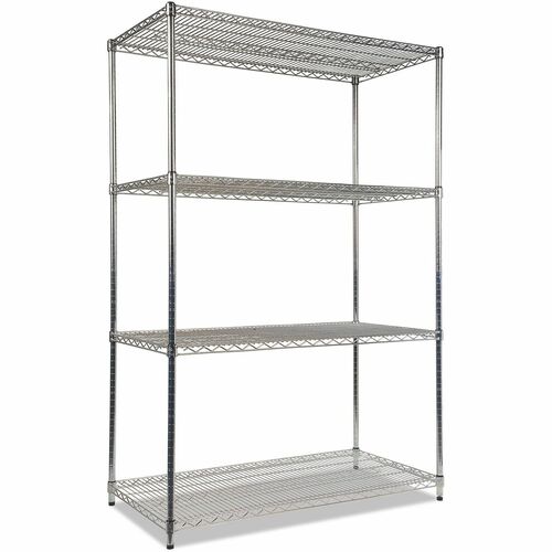 Alera Wire Shelving Starter Kit, 4 Shelves, 48w x 24d - 4 Shelf(ves) - 4 Tier(s) - 72" Height x 48" Width x 24" Depth - Heavy Duty, Adjustable Shelf - Silver - Steel