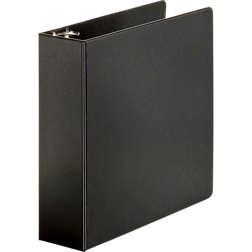 Business Source Basic Round-ring Binder - 3" Binder Capacity - Letter - 8 1/2" x 11" Sheet Size - 3 x Round Ring Fastener(s) - Inside Front & Back Pocket(s) - Vinyl - Black - 1.20 lb - Exposed Rivet, Non Locking Mechanism, Sheet Lifter, Open and Closed Tr