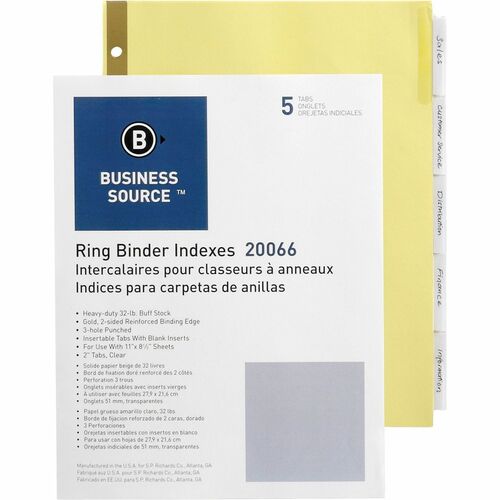 Business Source 3-Ring Plain Index Divider 
