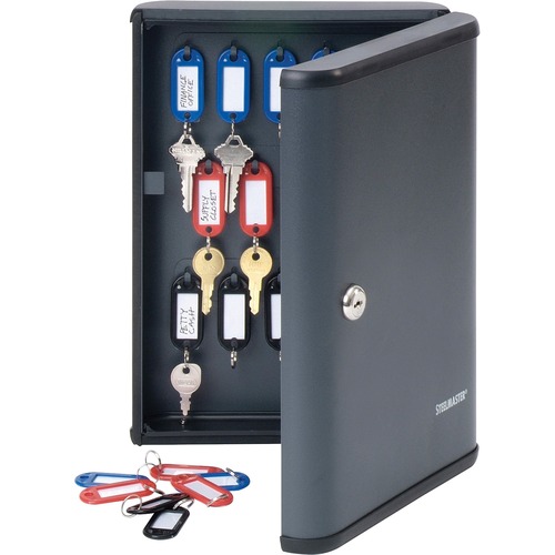 Steelmaster Security Key Cabinet - 8.5" x 2.4" x 11.6" - Key Lock - Charcoal - Steel - Recycled