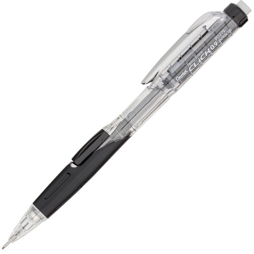 Pentel .9mm Twist-Erase Click Mechanical Pencil - #2 Lead - 0.9 mm Lead Diameter - Refillable - Transparent, Black Barrel - 1 Each