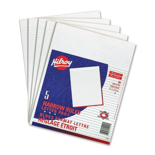 Hilroy Figuring Pad - 96 Sheets - 0.25" Ruled - 8 3/8" x 10 7/8" - White Paper - 5 / Pack = HLR51240
