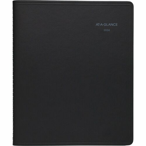 AT-A-GLANCE® Weekly/Monthly QuickNotes® Diary - Julian Dates - Weekly, Monthly - 1 Year - January 2024 till December 2024 - 8:00 AM to 5:00 PM - 1 Week Double Page Layout - 8" x 10" Sheet Size - Wire Bound - Black - Simulated Leather - Bilingual -