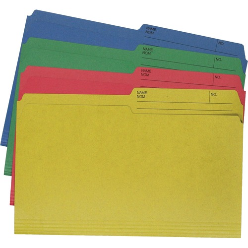 Hilroy Legal Recycled Top Tab File Folder - 8 1/2" x 14" - Red, Yellow, Green, Blue - 60% Recycled - 40 / Pack