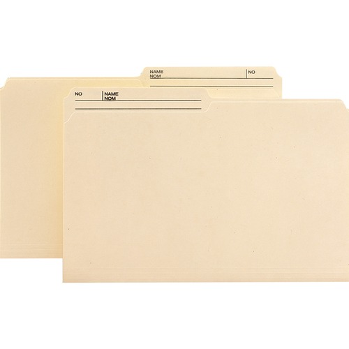Smead 1/2 Tab Cut Legal Recycled Top Tab File Folder - 9 1/2" x 14 5/8" - 3/4" Expansion - Top Tab Location - Second Tab Position - Manila, Paper - 10% Recycled - 100 / Box - Top Tab Manila Folders - SMD15329