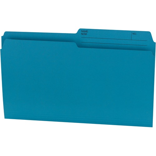 Offix 1/2 Tab Cut Legal Recycled Top Tab File Folder - 8 1/2" x 14" - Teal - 70% Recycled - 100 / Box = NVX345520