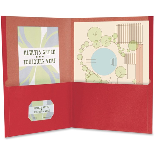 TOPS Letter Recycled Pocket Folder - 8 1/2" x 11" - 100 Sheet Capacity - 2 Pocket(s) - Fiber - Red - 10% Recycled - 10 / Pack