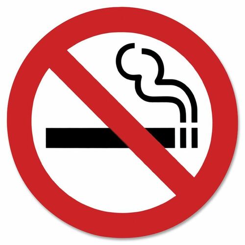 Headline 9602 No Smoking Sign - 1 Each - 6" (152.40 mm) Width x 6" (152.40 mm) Height - Square Shape - Black, Red Print/Message Color - Self-adhesive - White - Signs & Sign Holders - USS9602
