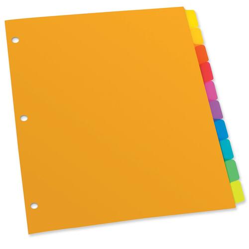 Esselte Plain Tab Poly Index Divider - 10 Blank Tab(s) - 3 Hole Punched - Polypropylene Divider - Assorted Tab(s) - 1 / Set = OXFPL21310RBW