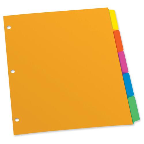 Esselte Plain Tab Poly Index Divider - 5 Blank Tab(s) - 3 Hole Punched - Polypropylene Divider - Assorted Tab(s) - 1 / Set