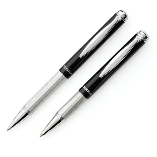 Zebra Pen Telescopic Ballpoint Pen - Medium Pen Point - 1 mm Pen Point Size - Refillable - Retractable - Black - Black Metal, Silver Barrel - 1 Each - Ballpoint Retractable Pens - ZEB10110