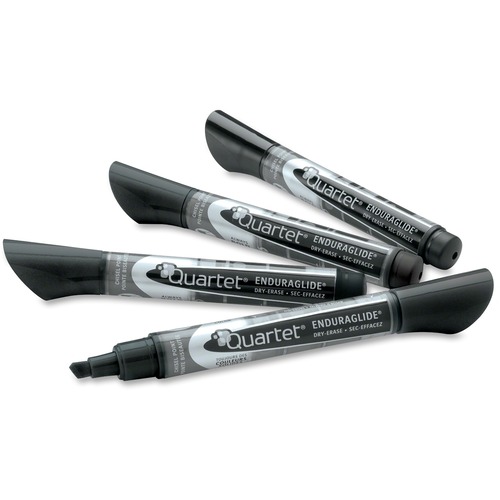 Quartet EndurGlide Dry Erase Marker - Chisel Marker Point Style - Black - 4 / Pack